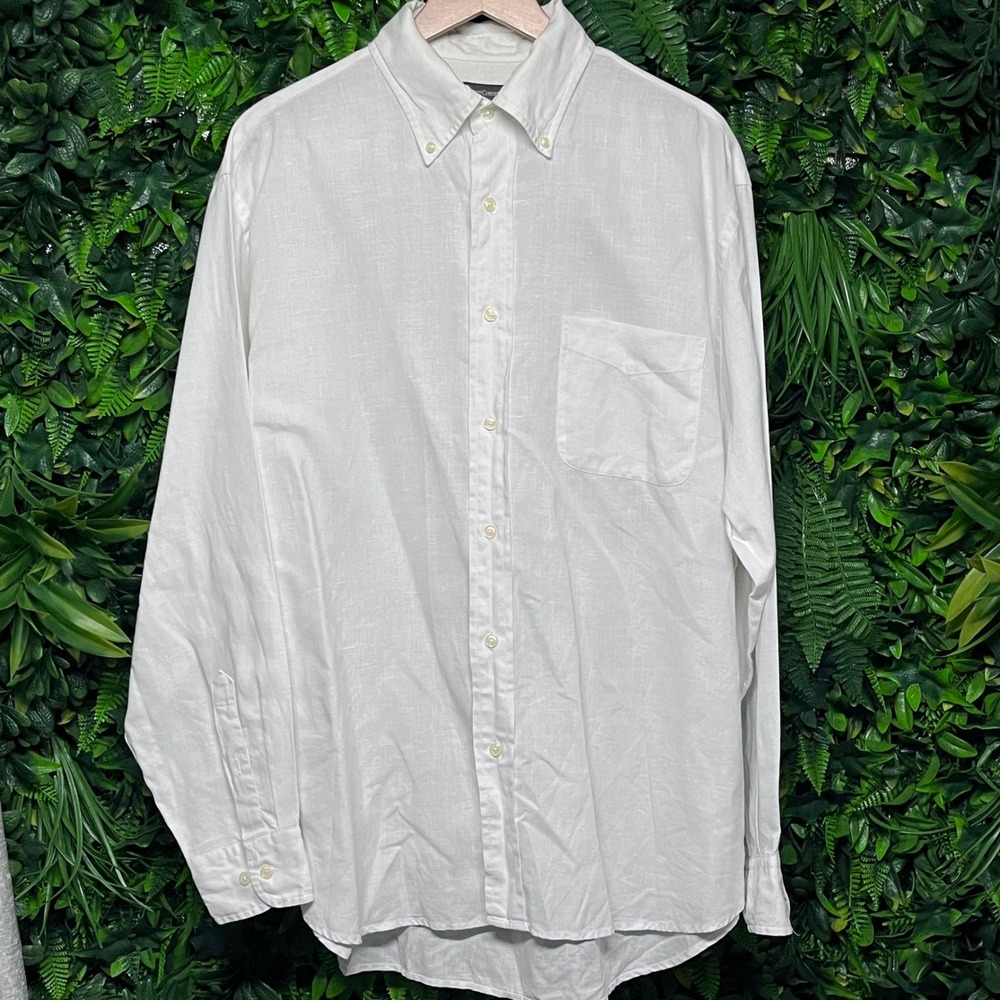 Henry Cottons Mens Shirt Large White 100% Linen Oversized Button Down 3823
